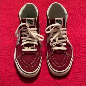 Maroon high top vans
